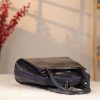 Navy Blue Leather Handbag With Shoulder Strap - Multi-Compartment 4 Navy Blue Leather Handbag With Shoulder Strap - Multi-Compartment