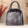Navy Blue Leather Handbag With Shoulder Strap - Multi-Compartment 5 Navy Blue Leather Handbag With Shoulder Strap - Multi-Compartment