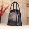 Navy Blue Leather Handbag With Shoulder Strap - Multi-Compartment 8 Navy Blue Leather Handbag With Shoulder Strap - Multi-Compartment