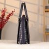 Navy Blue Leather Handbag With Shoulder Strap - Multi-Compartment 9 Navy Blue Leather Handbag With Shoulder Strap - Multi-Compartment