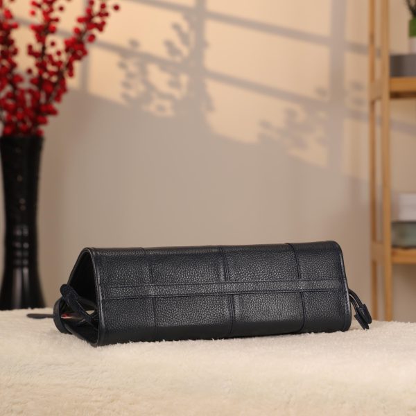 Navy Blue Leather Shoulder Bag and Handbag With Shoulder Strap , Trendy