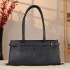Navy Blue Leather Shoulder Bag and Handbag With Shoulder Strap , Trendy