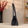 Navy Blue Leather Shoulder Bag and Handbag With Shoulder Strap , Trendy