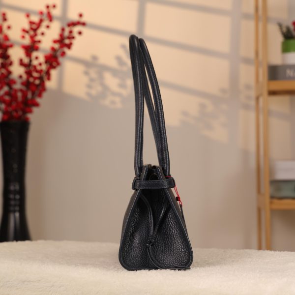 Navy Blue Leather Shoulder Bag and Handbag With Shoulder Strap , Trendy