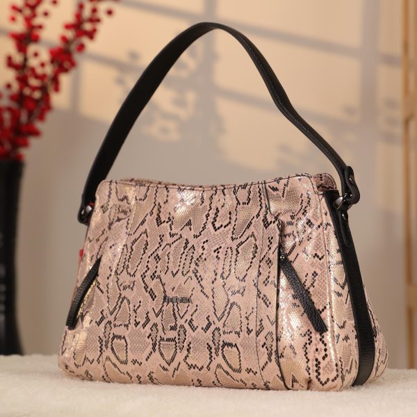 Pink Leather Handbag and Shoulder Bag With Shoulder Strap - Multi Compartment - Zippered 1 Pink Leather Handbag and Shoulder Bag With Shoulder Strap - Multi Compartment - Zippered