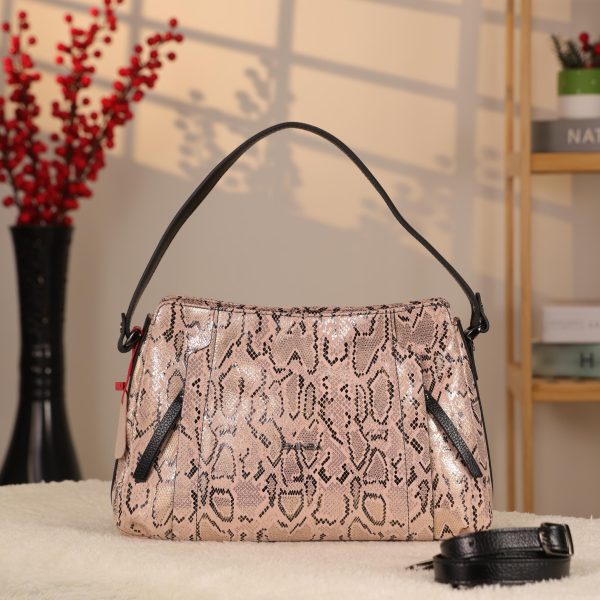 Pink Leather Handbag and Shoulder Bag With Shoulder Strap - Multi Compartment - Zippered 4 Pink Leather Handbag and Shoulder Bag With Shoulder Strap - Multi Compartment - Zippered