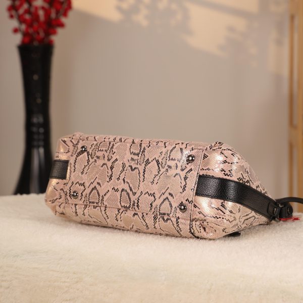 Pink Leather Handbag and Shoulder Bag With Shoulder Strap - Multi Compartment - Zippered 7 Pink Leather Handbag and Shoulder Bag With Shoulder Strap - Multi Compartment - Zippered