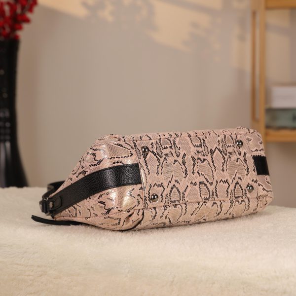 Pink Leather Handbag and Shoulder Bag With Shoulder Strap - Multi Compartment - Zippered 9 Pink Leather Handbag and Shoulder Bag With Shoulder Strap - Multi Compartment - Zippered