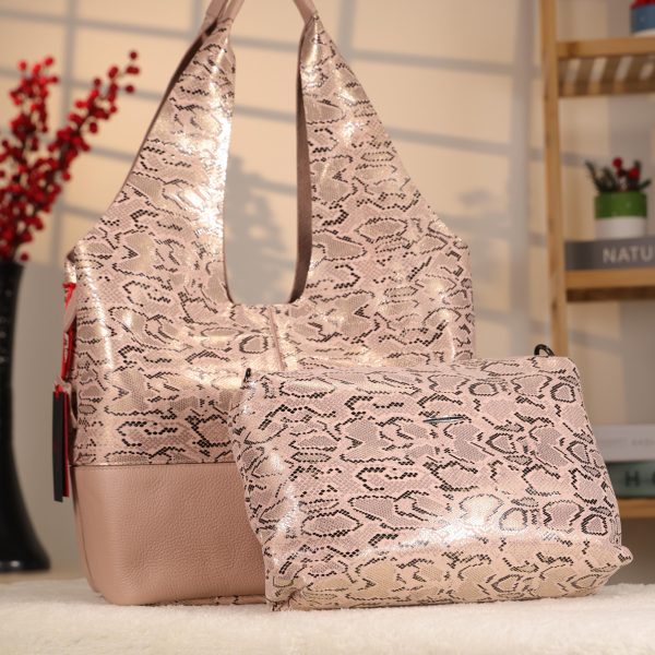 Pink Real Leather Shoulder Bag , Tote With Make-Up Bag and Strap 1 Pink Real Leather Shoulder Bag , Tote With Make-Up Bag and Strap
