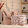 Pink Real Leather Shoulder Bag , Tote With Make-Up Bag and Strap 3 Pink Real Leather Shoulder Bag , Tote With Make-Up Bag and Strap