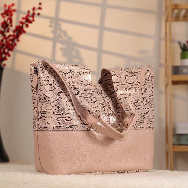 Pink Real Leather Shoulder Bag , Tote With Make-Up Bag and Strap 8 Pink Real Leather Shoulder Bag , Tote With Make-Up Bag and Strap