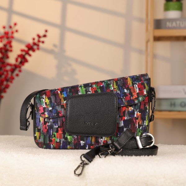 Rainbow Leather Shoulder Bag / Handbag With Adjustable Strap , Magnetic Closure and Zippered 1 Rainbow Leather Shoulder Bag / Handbag With Adjustable Strap , Magnetic Closure and Zippered
