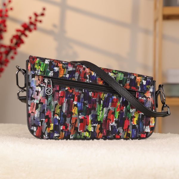 Rainbow Leather Shoulder Bag / Handbag With Adjustable Strap , Magnetic Closure and Zippered 11 Rainbow Leather Shoulder Bag / Handbag With Adjustable Strap , Magnetic Closure and Zippered