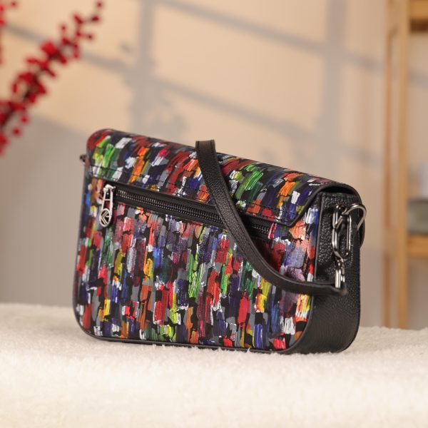 Rainbow Leather Shoulder Bag / Handbag With Adjustable Strap , Magnetic Closure and Zippered 12 Rainbow Leather Shoulder Bag / Handbag With Adjustable Strap , Magnetic Closure and Zippered