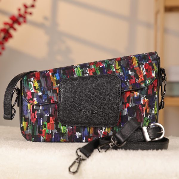 Rainbow Leather Shoulder Bag / Handbag With Adjustable Strap , Magnetic Closure and Zippered 2 Rainbow Leather Shoulder Bag / Handbag With Adjustable Strap , Magnetic Closure and Zippered