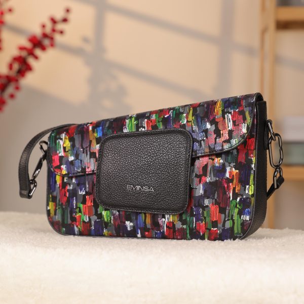 Rainbow Leather Shoulder Bag / Handbag With Adjustable Strap , Magnetic Closure and Zippered 4 Rainbow Leather Shoulder Bag / Handbag With Adjustable Strap , Magnetic Closure and Zippered