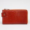 Real Cow Leather Wallet for Women , Zippered and With Magnetic Closure , Multi-Compartment