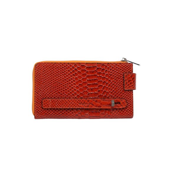 Real Cow Leather Wallet for Women , Zippered and With Magnetic Closure , Multi-Compartment