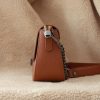 Real Leather Handbag With Adjustable Shoulder Strap , Chain - Zippered and Magnetic Closured Bag
