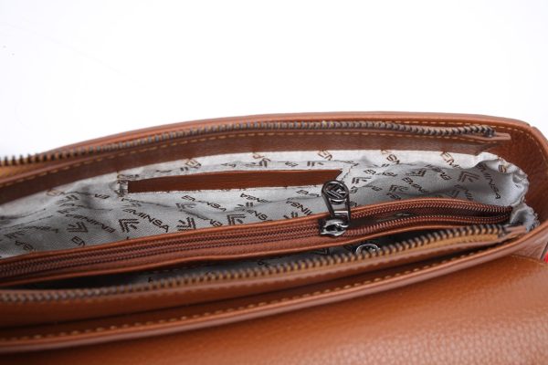 Real Leather Handbag With Adjustable Shoulder Strap , Chain - Zippered and Magnetic Closured Bag
