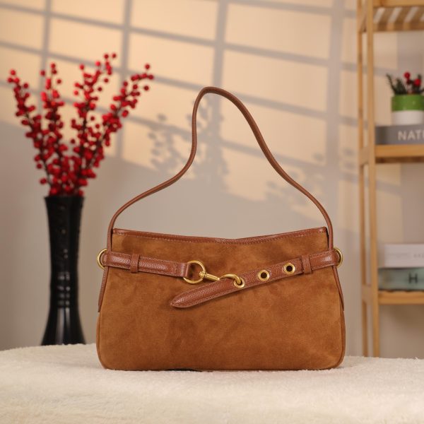 Real Suede Leather Bag - Zippered and Everyday Bag 2 Real Suede Leather Bag - Zippered and Everyday Bag