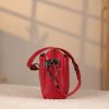 Red Colour Real Leather Bag - 40125 With Shoulder Strap , Zippered and Multi-Compartment