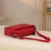 Red Colour Real Leather Bag - 40125 With Shoulder Strap , Zippered and Multi-Compartment