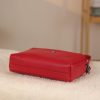 Red Colour Real Leather Bag - 40125 With Shoulder Strap , Zippered and Multi-Compartment