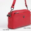Red Colour Real Leather Bag - 40125 With Shoulder Strap , Zippered and Multi-Compartment