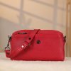 Red Colour Real Leather Bag - 40125 With Shoulder Strap , Zippered and Multi-Compartment