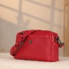 Red Colour Real Leather Bag - 40125 With Shoulder Strap , Zippered and Multi-Compartment