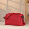 Red Colour Real Leather Bag - 40125 With Shoulder Strap , Zippered and Multi-Compartment