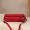 Red Colour Real Leather Bag - 40125 With Shoulder Strap , Zippered and Multi-Compartment