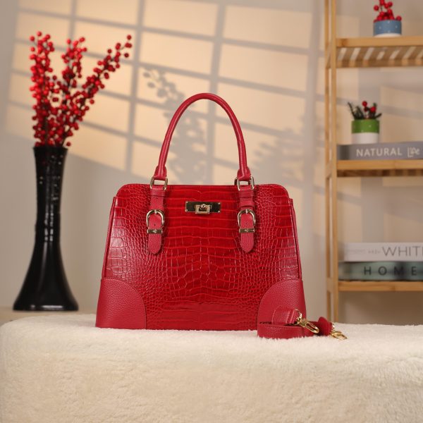 Red Handbag From Real Cow Leather With Shoulder Strap 2 Red Handbag From Real Cow Leather With Shoulder Strap