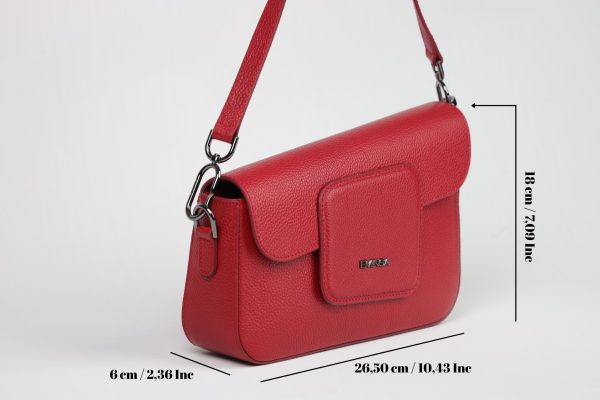 Red Leather Handbag and Shoulder Bag with Adjustable Strap , Magnetic Closure and Zippered , Safety 17 Red Leather Handbag and Shoulder Bag with Adjustable Strap , Magnetic Closure and Zippered , Safety