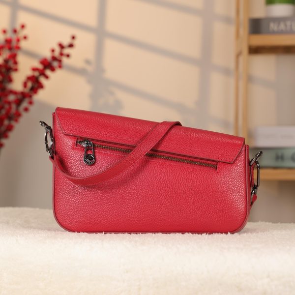 Red Leather Handbag and Shoulder Bag with Adjustable Strap , Magnetic Closure and Zippered , Safety 2 Red Leather Handbag and Shoulder Bag with Adjustable Strap , Magnetic Closure and Zippered , Safety