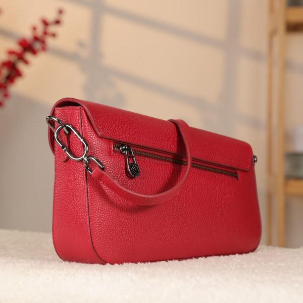 Red Leather Handbag and Shoulder Bag with Adjustable Strap , Magnetic Closure and Zippered , Safety 6 Red Leather Handbag and Shoulder Bag with Adjustable Strap , Magnetic Closure and Zippered , Safety