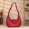 Red Leather Handbag With Shoulder Strap