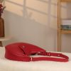 Red Leather Handbag With Shoulder Strap