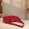 Red Leather Handbag With Shoulder Strap