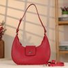Red Leather Handbag With Shoulder Strap