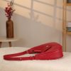 Red Leather Handbag With Shoulder Strap