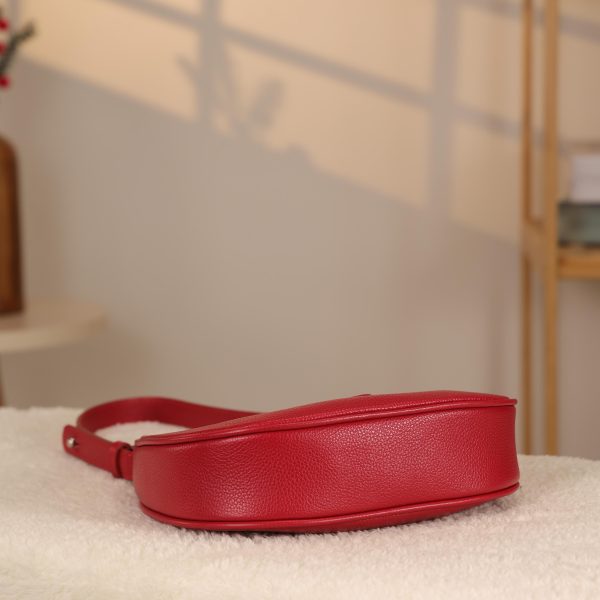 Red Leather Handbag With Shoulder Strap