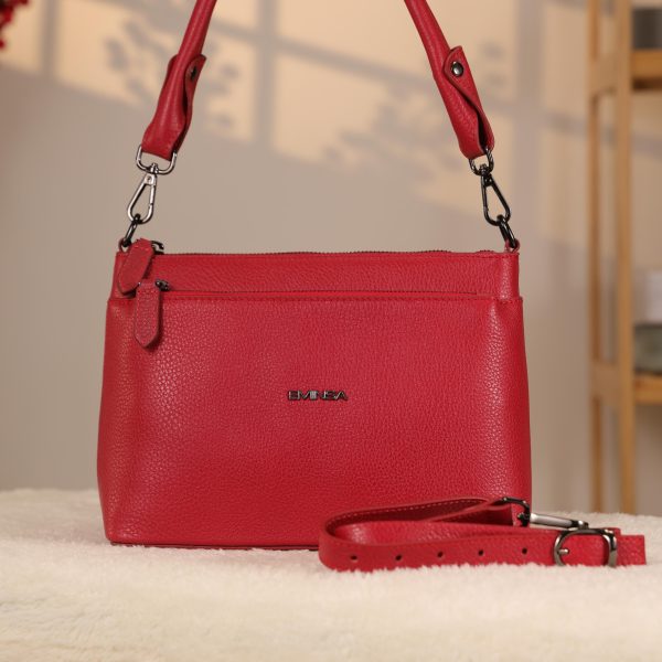 Red Leather Shoulder Bag and Handbag / Everyday / Zippered 1 Red Leather Shoulder Bag and Handbag / Everyday / Zippered