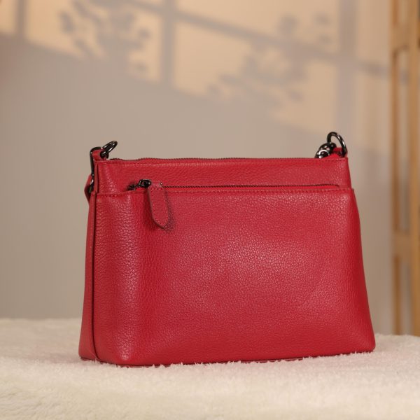 Red Leather Shoulder Bag and Handbag / Everyday / Zippered 12 Red Leather Shoulder Bag and Handbag / Everyday / Zippered