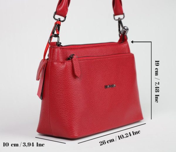 Red Leather Shoulder Bag and Handbag / Everyday / Zippered 17 Red Leather Shoulder Bag and Handbag / Everyday / Zippered