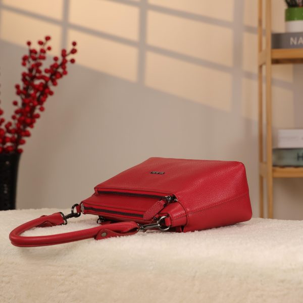 Red Leather Shoulder Bag and Handbag / Everyday / Zippered 2 Red Leather Shoulder Bag and Handbag / Everyday / Zippered