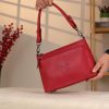 Red Leather Shoulder Bag and Handbag / Everyday / Zippered 3 Red Leather Shoulder Bag and Handbag / Everyday / Zippered