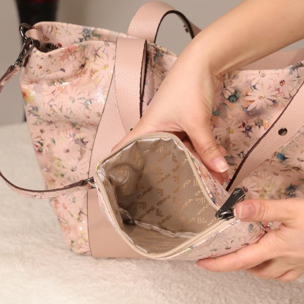 Rose Gold Floral Leather Shoulder Bag and Handbag With Adjustable Strap , Versatile , Tote 13 Rose Gold Floral Leather Shoulder Bag and Handbag With Adjustable Strap , Versatile , Tote