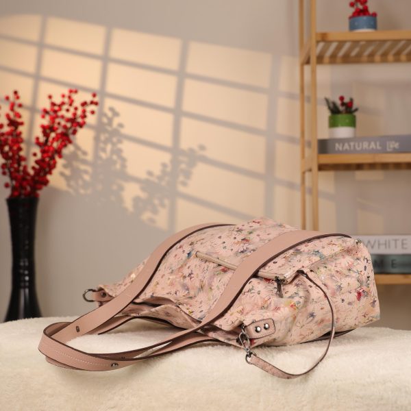 Rose Gold Floral Leather Shoulder Bag and Handbag With Adjustable Strap , Versatile , Tote 4 Rose Gold Floral Leather Shoulder Bag and Handbag With Adjustable Strap , Versatile , Tote